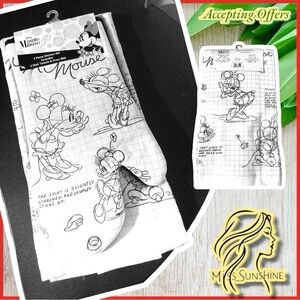 Disney NEW - 3 pc Kitchen Set - oven mitt & 2 dish towels Minnie Mouse sketch